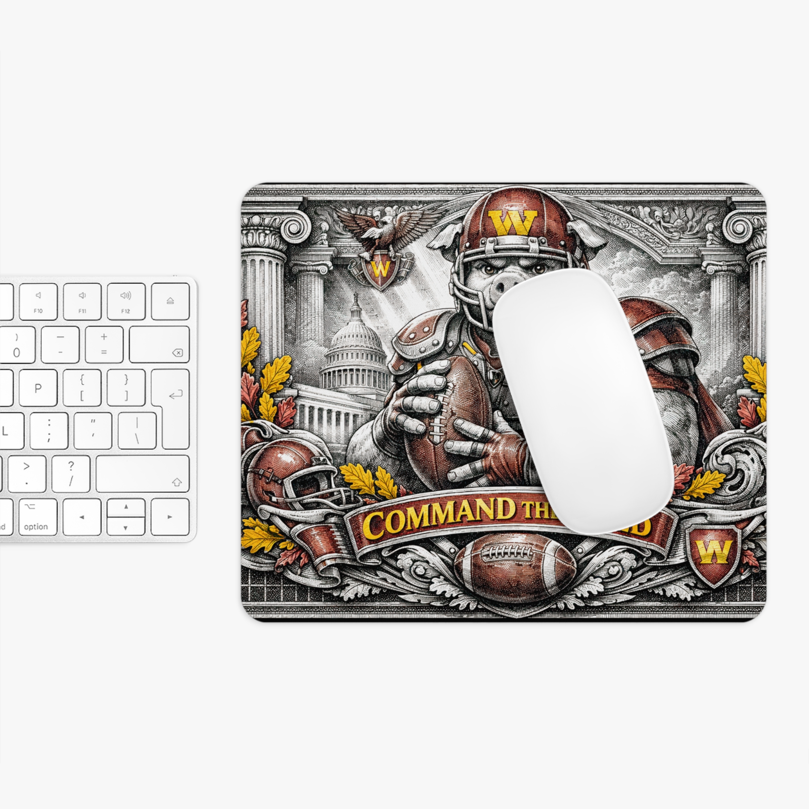 Washington Football Hog Mousepad - Command The Field Vintage Engraving Style Art