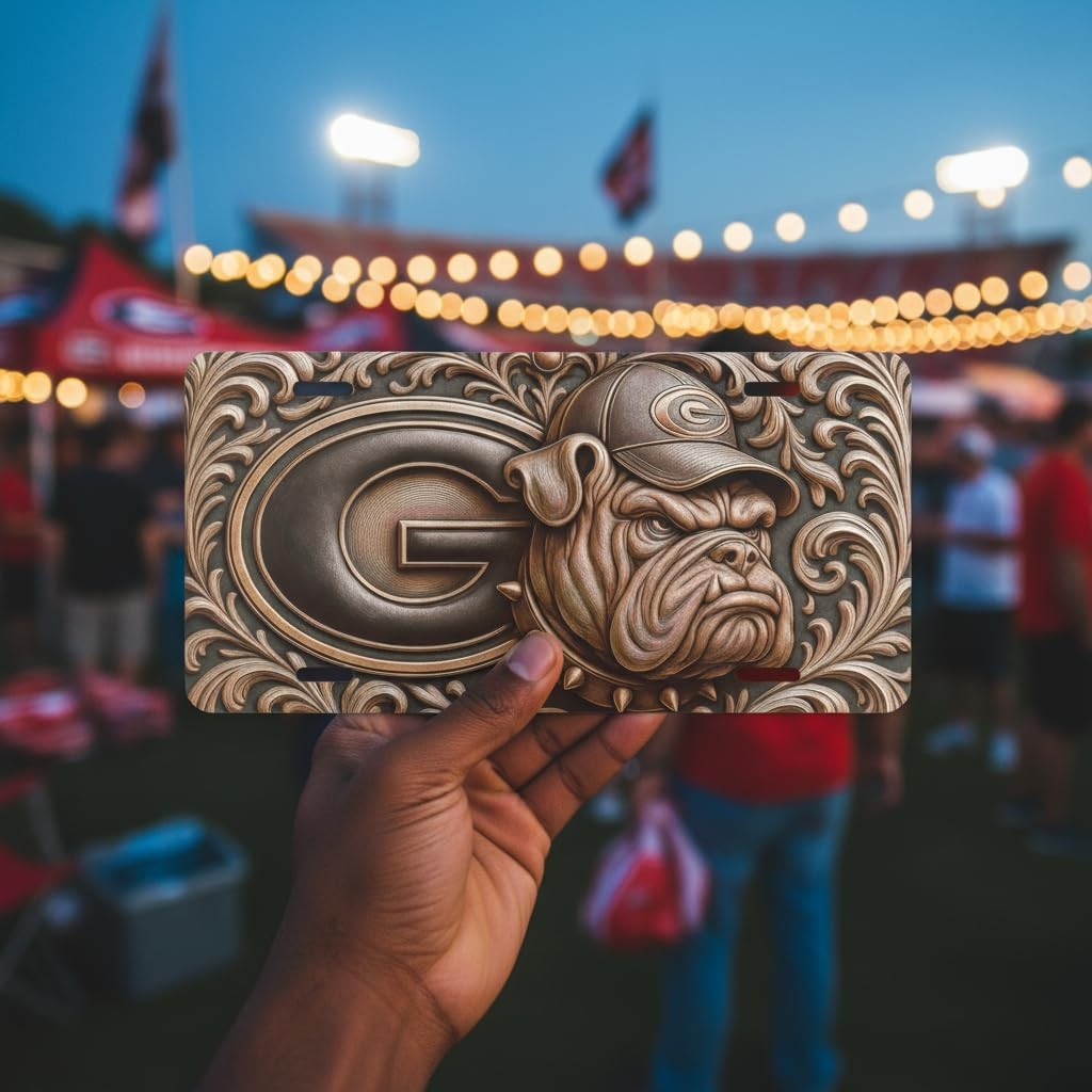 Georgia Bulldogs 3D Style Metal License Plate 6"x12" | UGA Fan Gift | Flat Plate