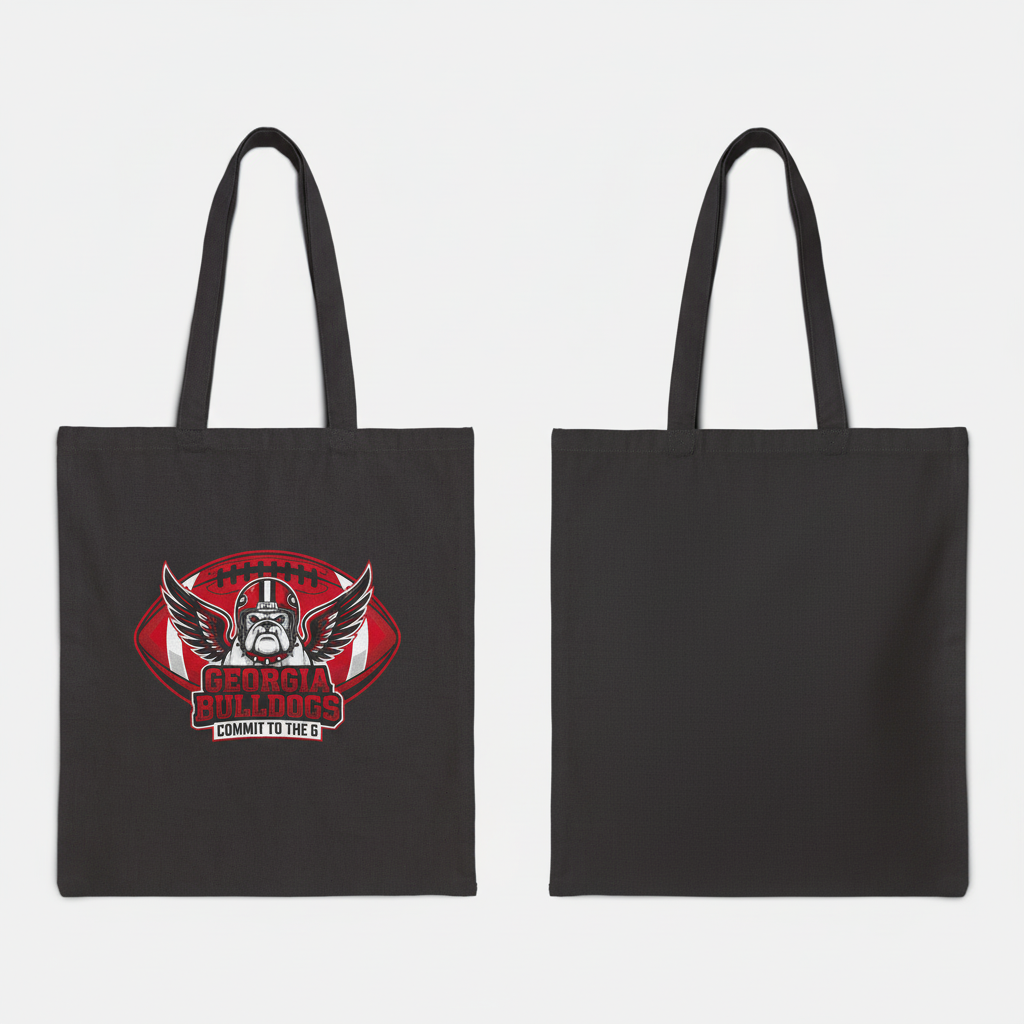 Go Dawgs Bulldogs Spirit Tote Bag Black 15x16 inch Durable Cotton Canvas