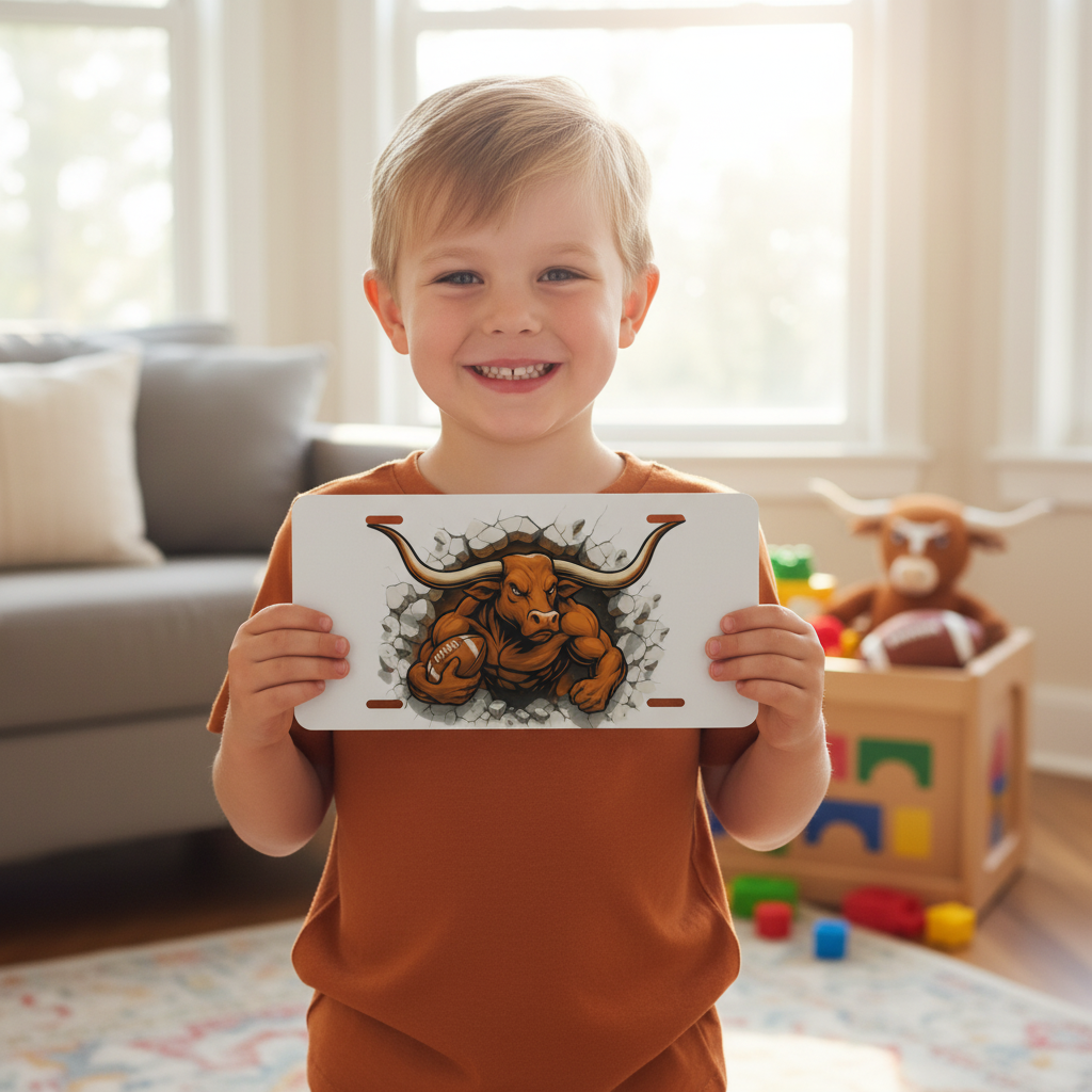 Texas Longhorns License Plate 6"x12" Car Tag | Front Plate for Hook 'em Fans