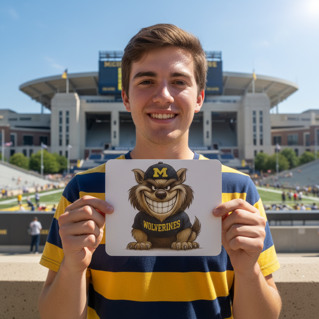 Michigan Wolverines Mouse Pad 9.5"x8" Go Blue Fan Gift - Desk Accessory