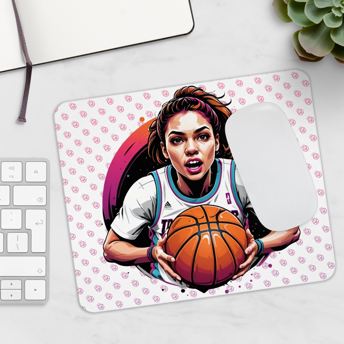 Basketball Mouse Pad – Female Player Design Non-Slip Desk Mat for Office & Gamin