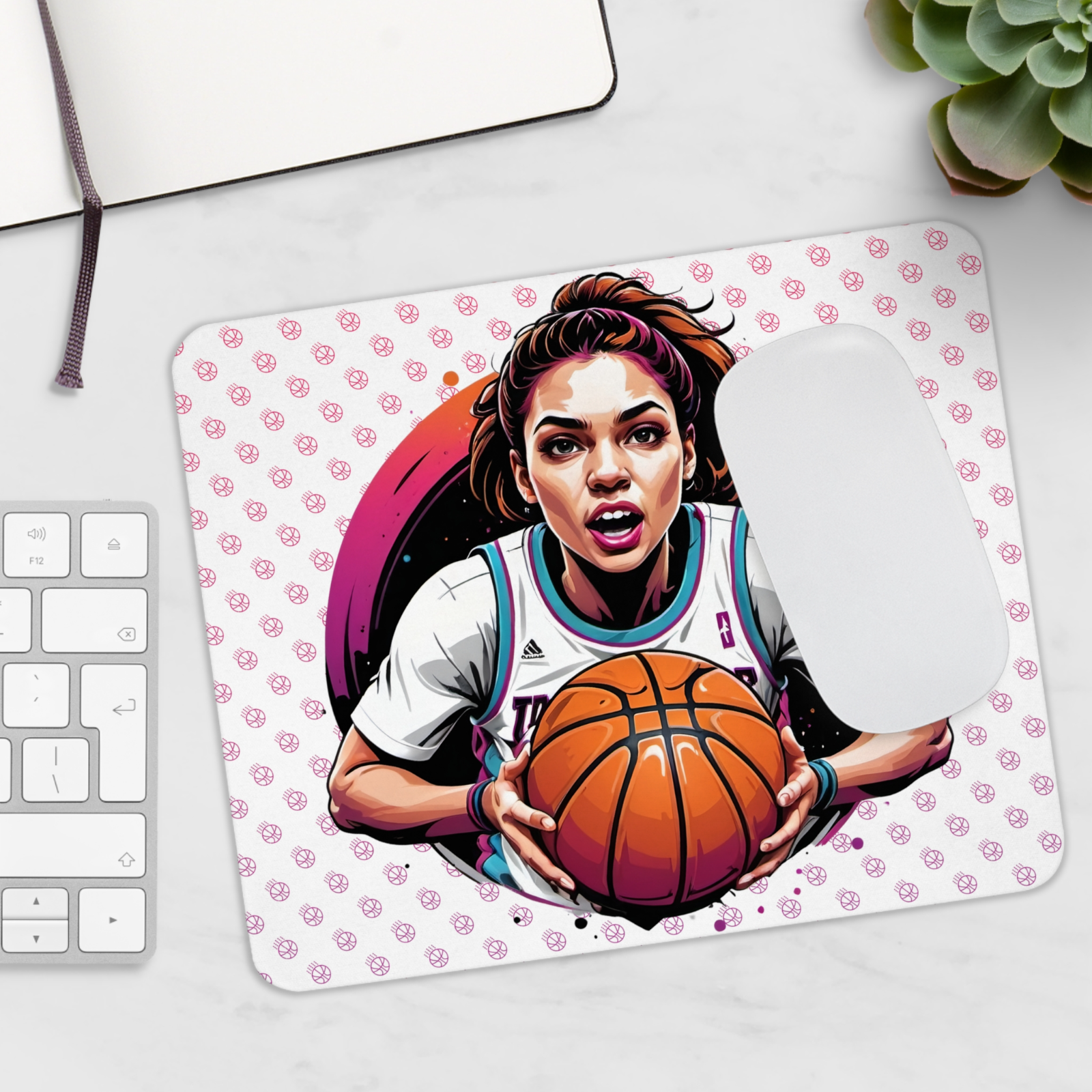 Basketball Mouse Pad – Female Player Design Non-Slip Desk Mat for Office & Gamin