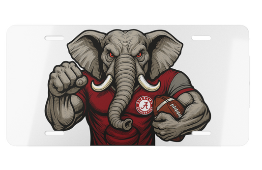 Roll Tide Big Al 6"x12" Aluminum Car Tag | Metal Front Plate for Alabama Fans