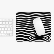 Optical Illusion Cat Mouse Pad - Black & White Wave Design for Desk 9.5"x8" - Beyond Lines