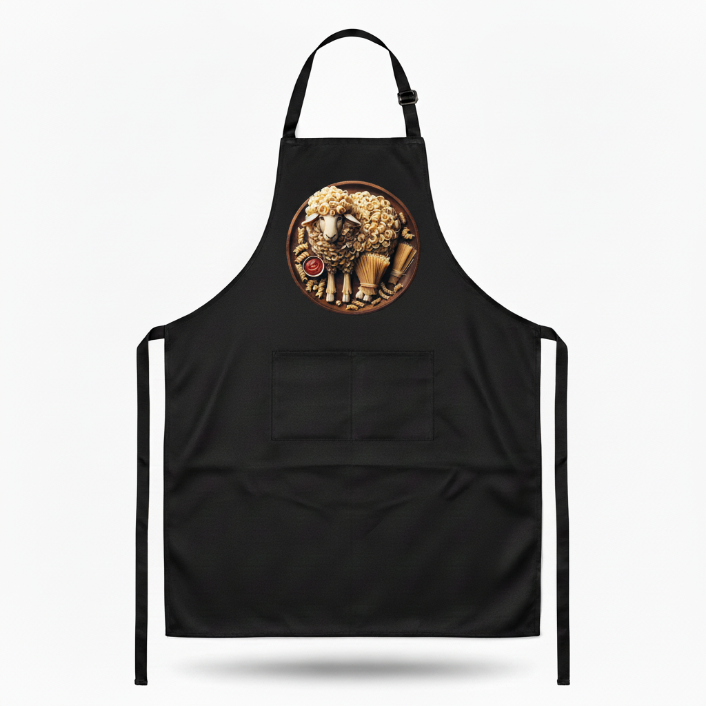 Pasta Animal Chef Apron Black Bib Adjustable Pockets Funny Kitchen Cook Gift