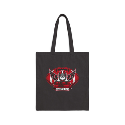 Go Dawgs Bulldogs Spirit Tote Bag Black 15x16 inch Durable Cotton Canvas