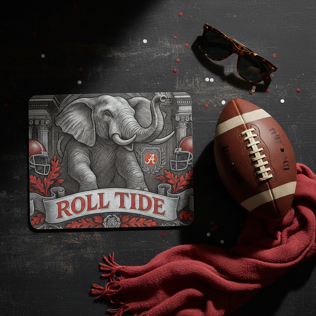 Roll Tide Mouse Pad 9.5"x8" • Crimson & Gray Desk Mat • Non-Slip Gaming Gift
