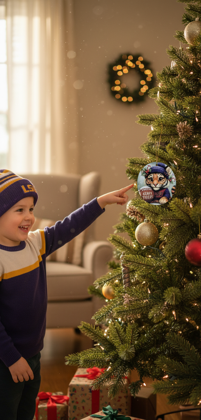 LSU Tigers Christmas Ornament – 3.5" Double‑Sided Christmas Tree Decorations