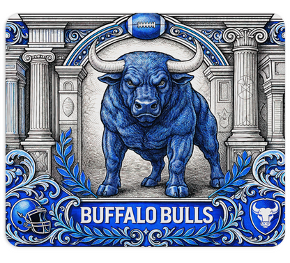 Buffalo Bulls Mousepad Engraved Style Mascot Art Non Slip Stitched Edge Desk Mat