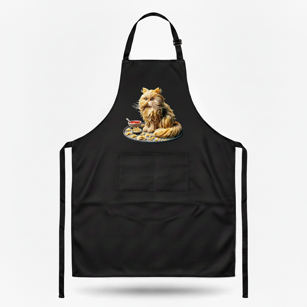 Pasta Animal Chef Apron Black Bib Adjustable Pockets Funny Kitchen Cook Gift