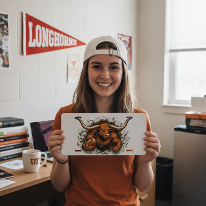 Texas Longhorns License Plate 6"x12" Car Tag | Front Plate for Hook 'em Fans