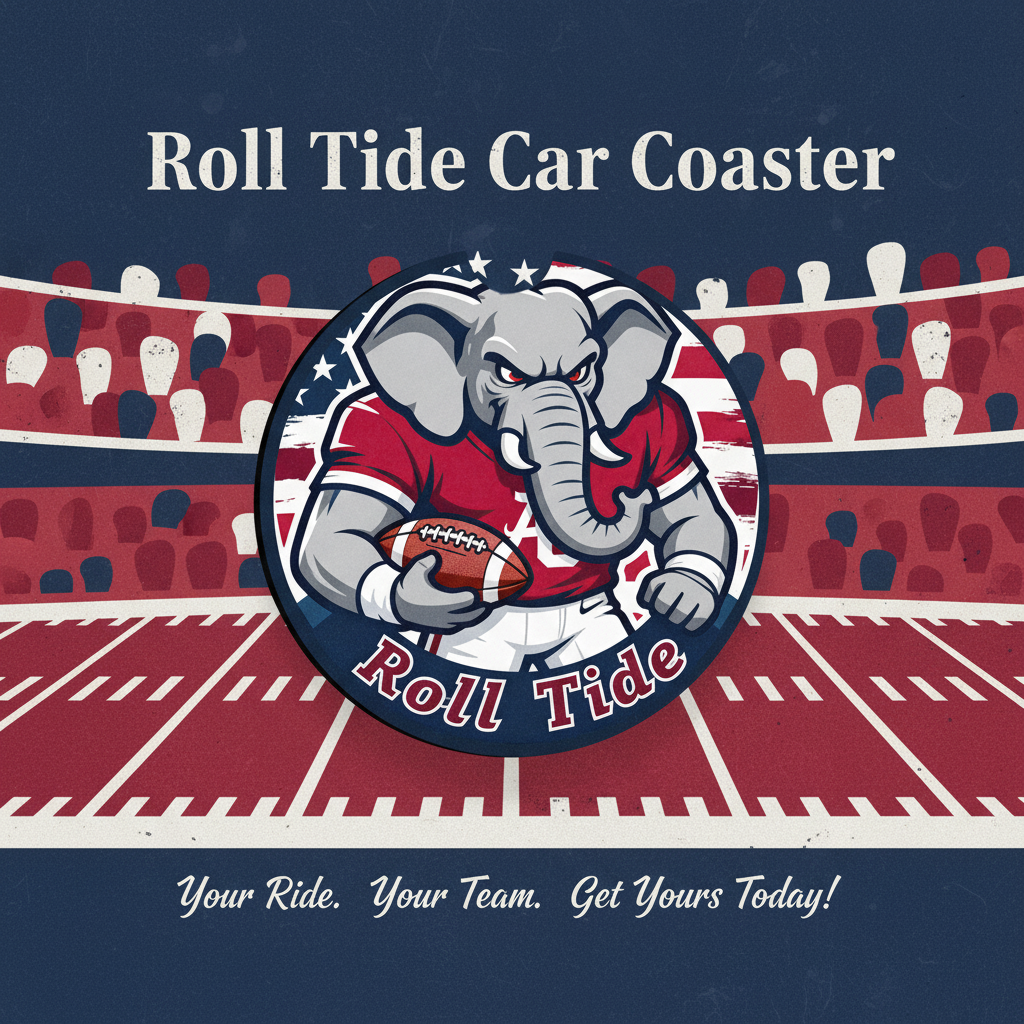 Roll Tide Car Coasters 2-Pack | 2.75" Crimson Elephant Cup Holder Inserts
