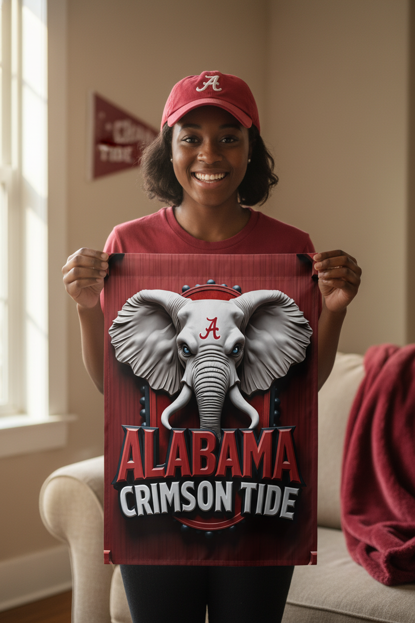 Alabama Crimson Tide Garden Flag 12"x18" Double-Sided Yard Decor - Roll Tide