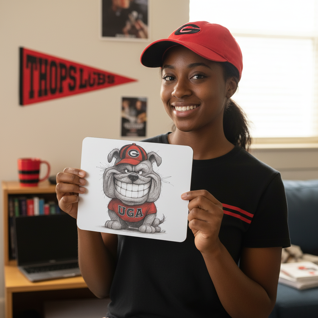 Georgia Bulldogs Line Art Mouse Pad – 9.5"x8" Waterproof Fun UGA Bulldog Design