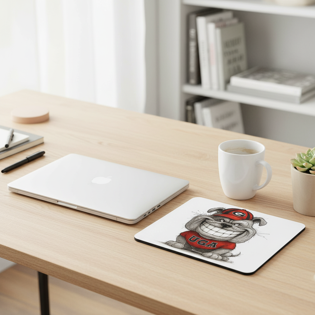 Georgia Bulldogs Line Art Mouse Pad – 9.5"x8" Waterproof Fun UGA Bulldog Design