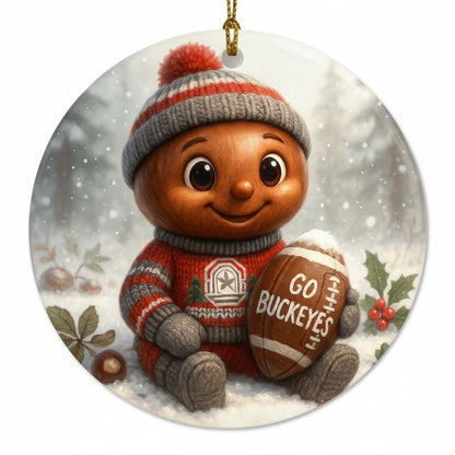Ohio State Buckeyes Christmas Ornament 3.5" Ceramic Double-Sided Xmas Decoration