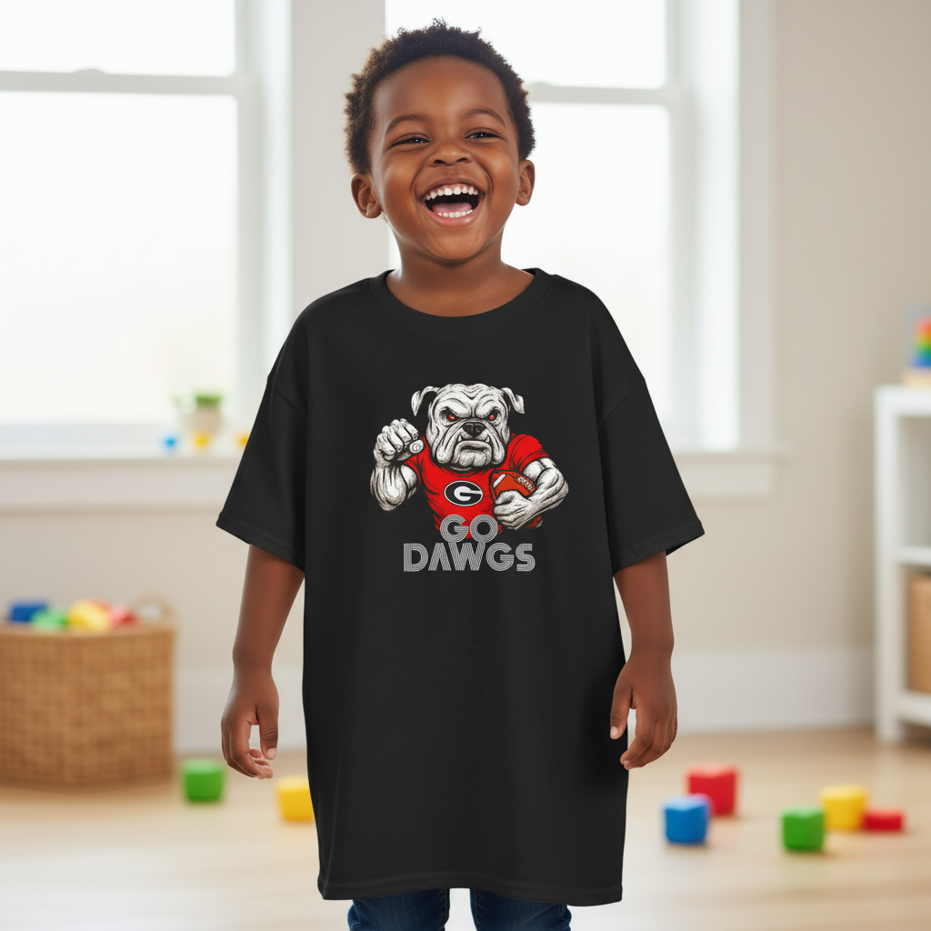 Go Dawgs Bulldog Football Tee Mens Red Classic Fit T-Shirt
