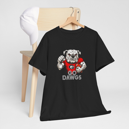 Go Dawgs Bulldog Football Tee Mens Red Classic Fit T-Shirt