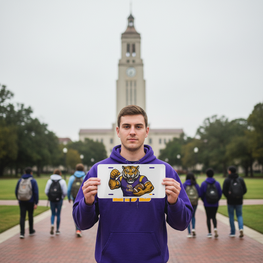 LSU Tigers License Plate | 6"x12" Car Tag | Mike the Tiger Front Plate for Fans