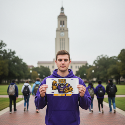 LSU Tigers License Plate | 6"x12" Car Tag | Mike the Tiger Front Plate for Fans