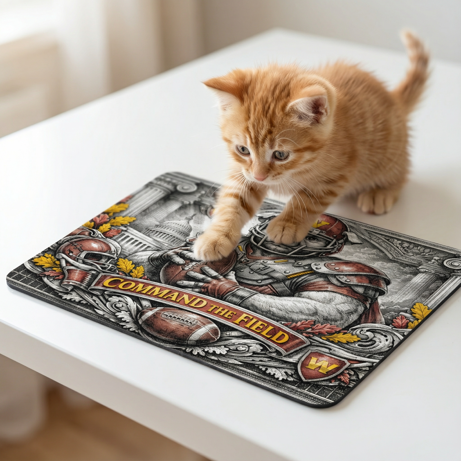 Washington Football Hog Mousepad - Command The Field Vintage Engraving Style Art