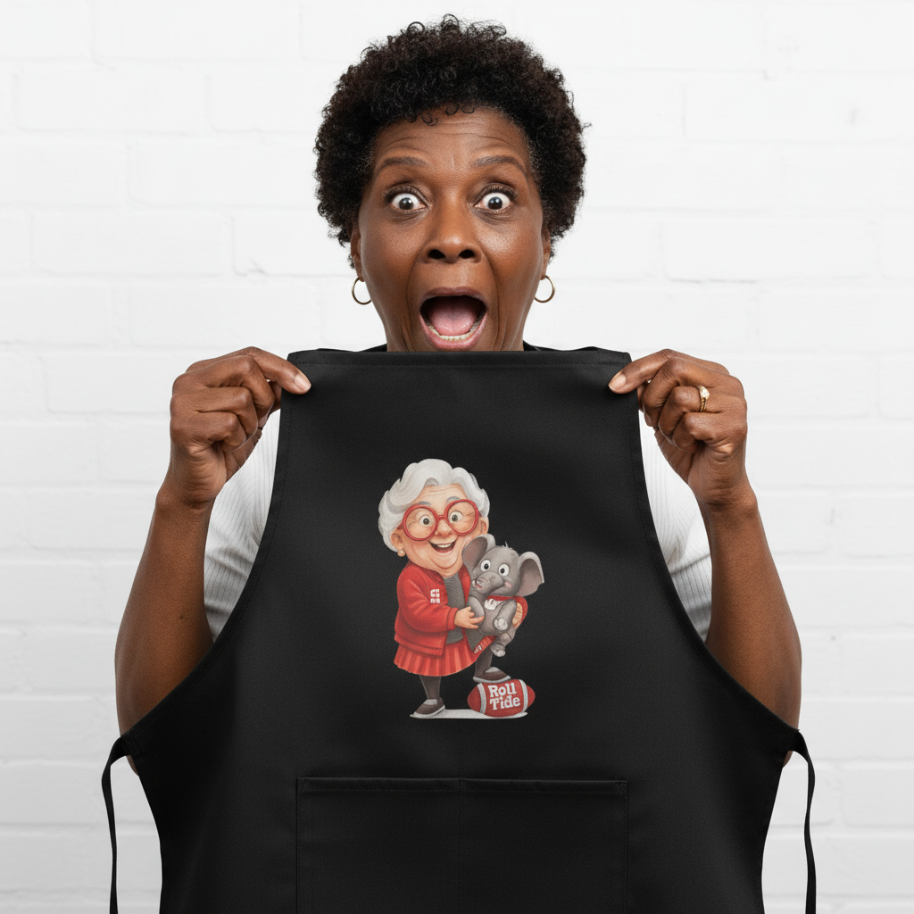 Alabama Crimson Tide Fan Apron - Black Polyester Cooking BBQ Gift with Pockets