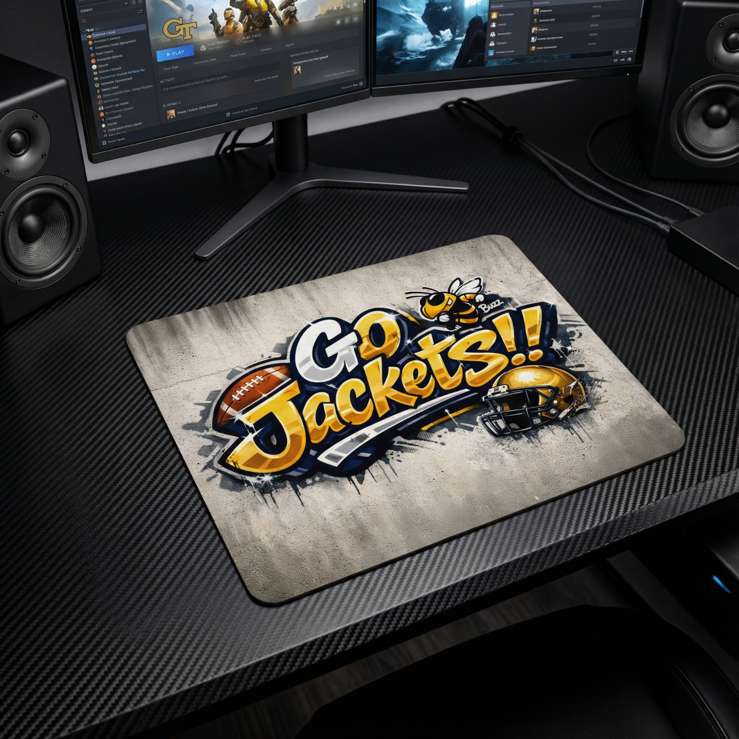 Go Jackets Graffiti Style Mousepad Football Buzz Mascot Desk Mat Fan Gear