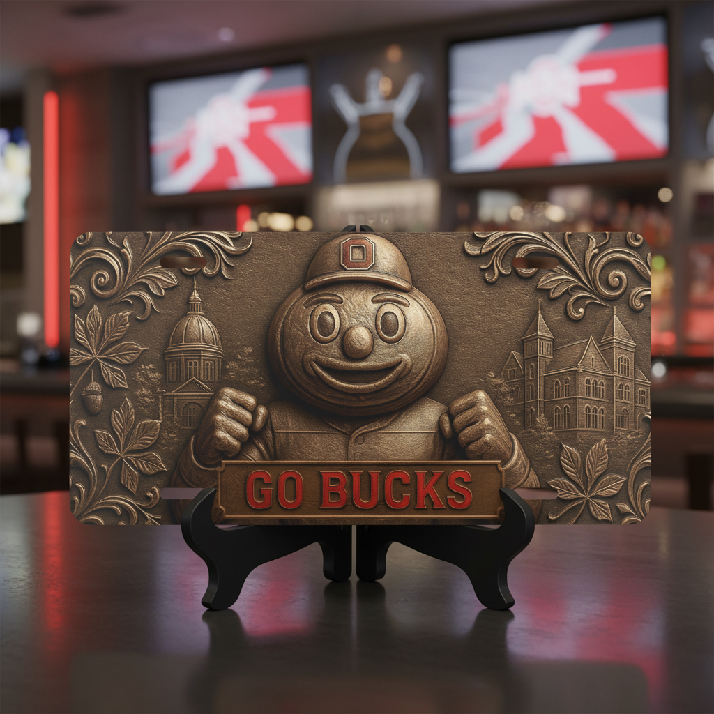 Go Buckeyes License Plate 6"x12" Car Tag | Front Plate for Fans | Not Embossed