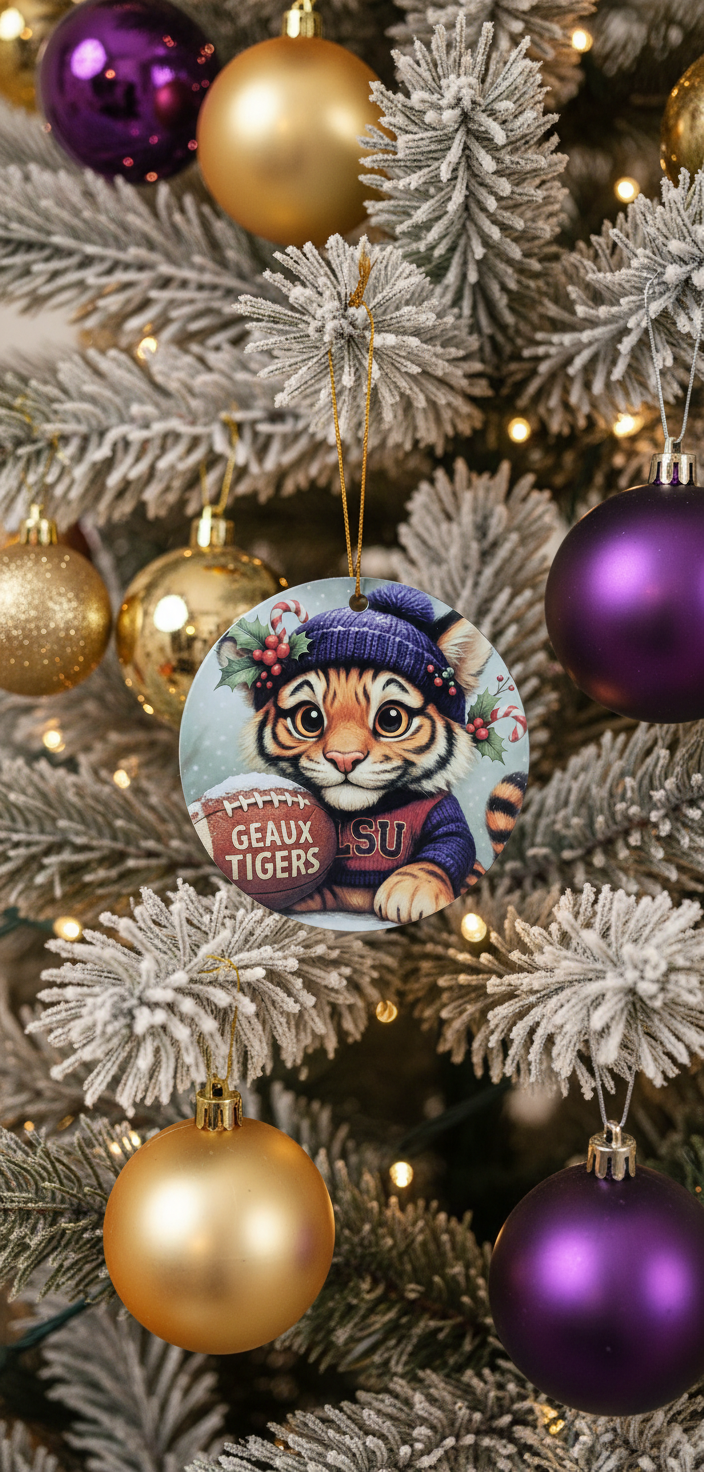 LSU Tigers Christmas Ornament – 3.5" Double‑Sided Christmas Tree Decorations