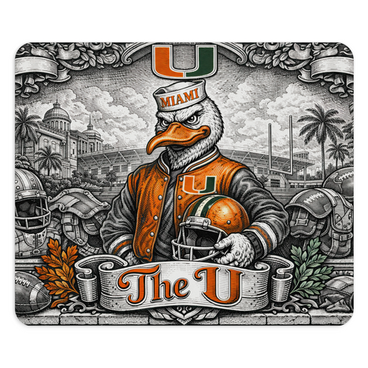 Miami Hurricane 9.5"x8" Mouse Pad Rectangle Non Slip Smooth Surface Gaming Desk