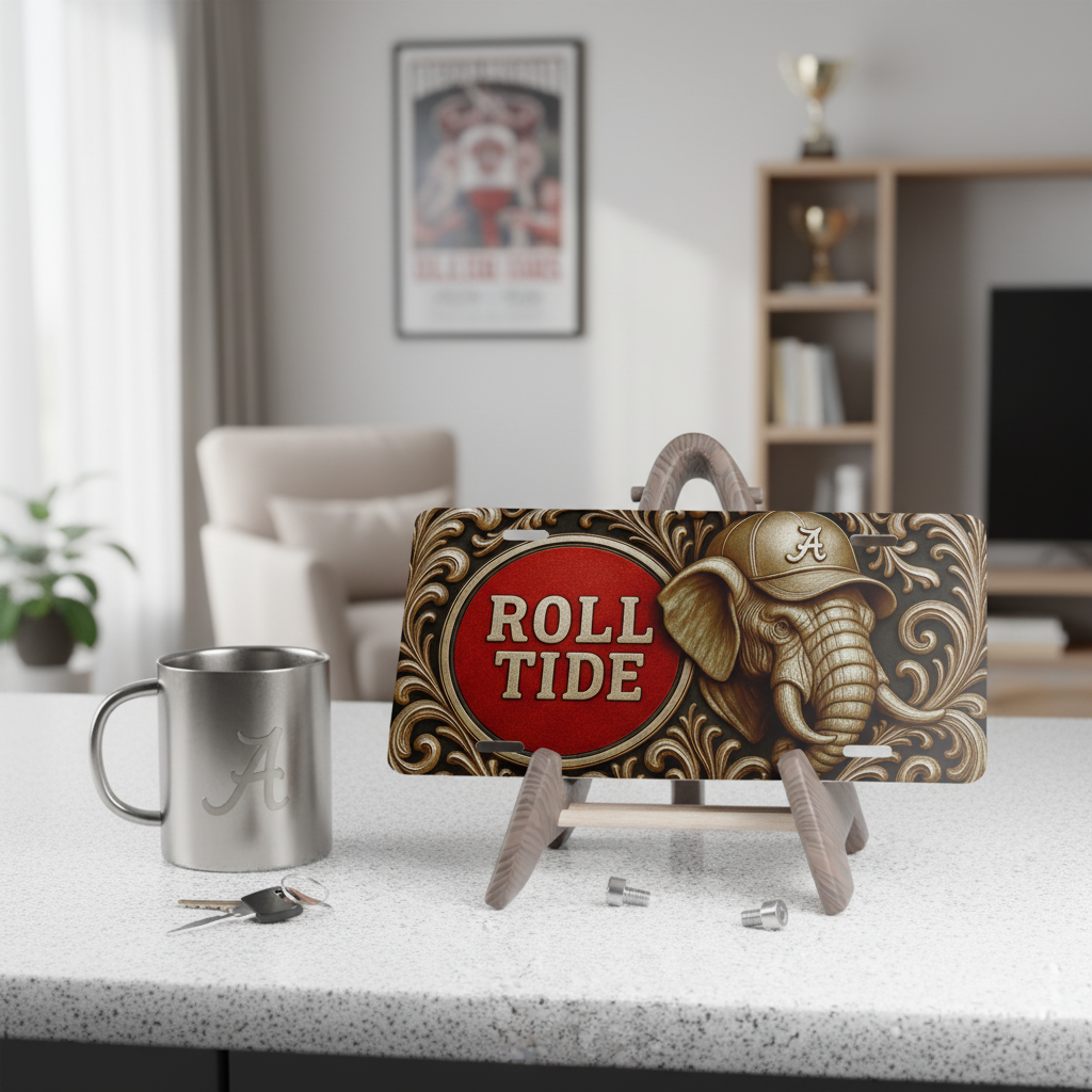 Alabama Roll Tide Fan License Plate 6"x12" Car Tag | BAMA Nation | Not 3D | Flat