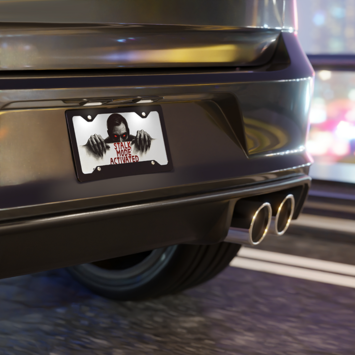 Scary Halloween Gift | Creepy Stalk Mode License Plate | Spooky Auto Front Tag - Beyond Lines
