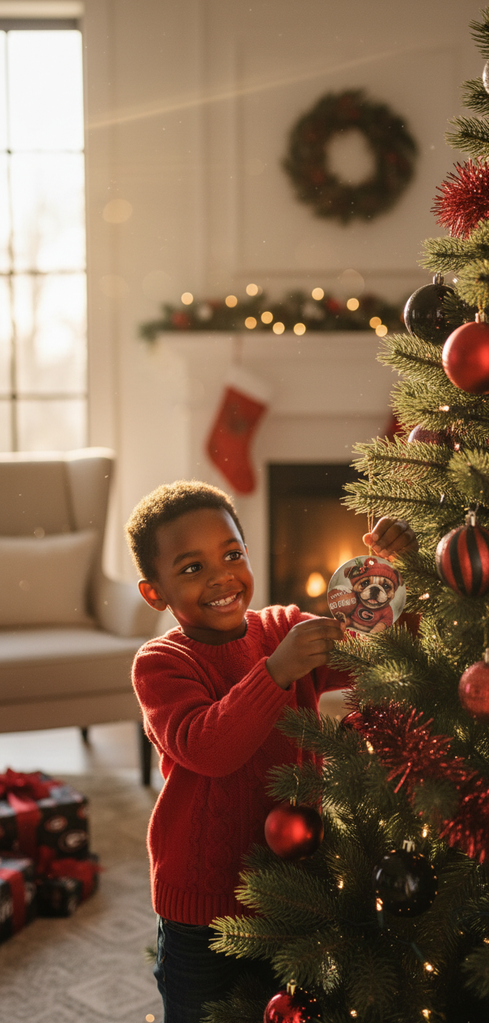 Georgia Bulldogs Christmas Ornament – 3.5" Double‑Sided Bulldog Holiday Decor