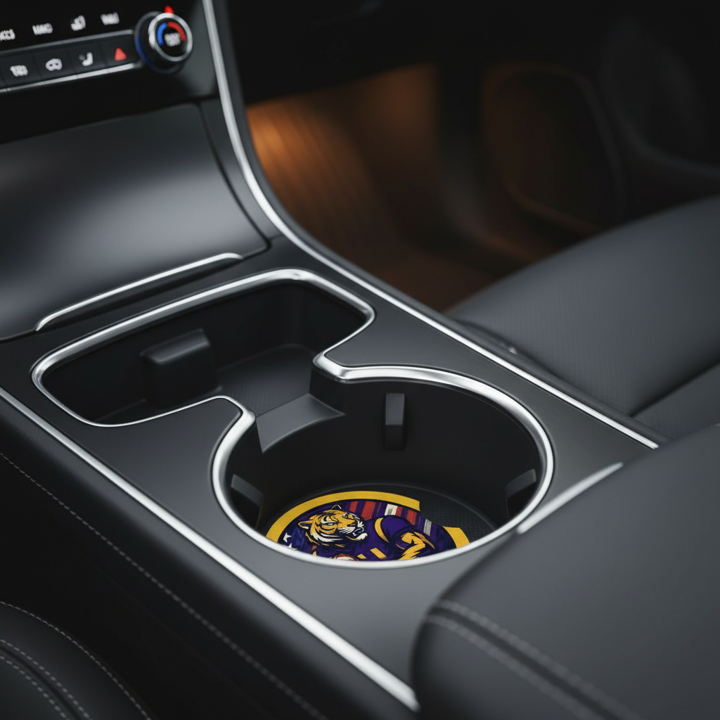 LSU Tigers Car Coasters 2-Pack | Car Cup Holder Inserts Geaux | Waterproof