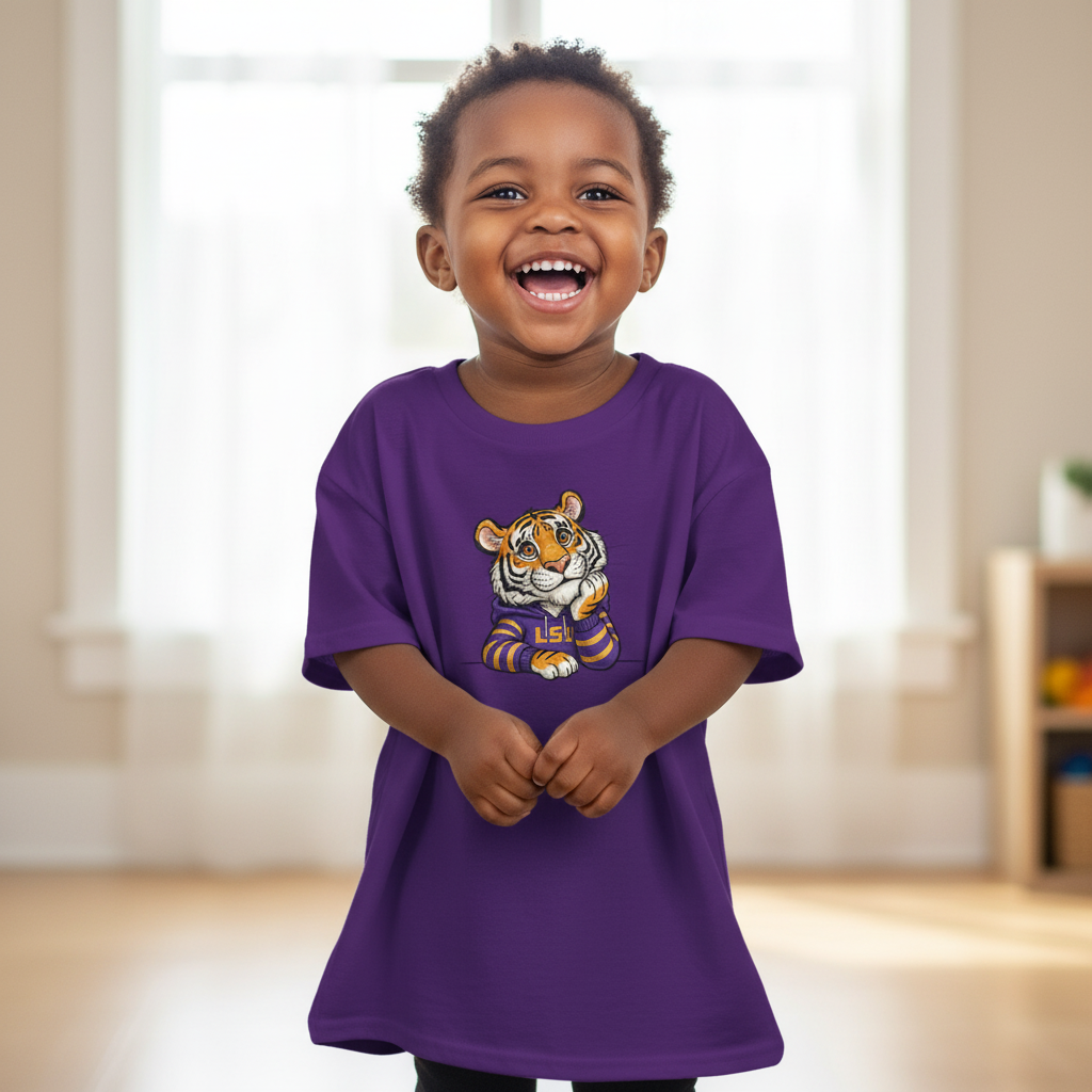 Purple Unisex T-Shirt with Cute Cartoon Tiger – Bold Fan Style