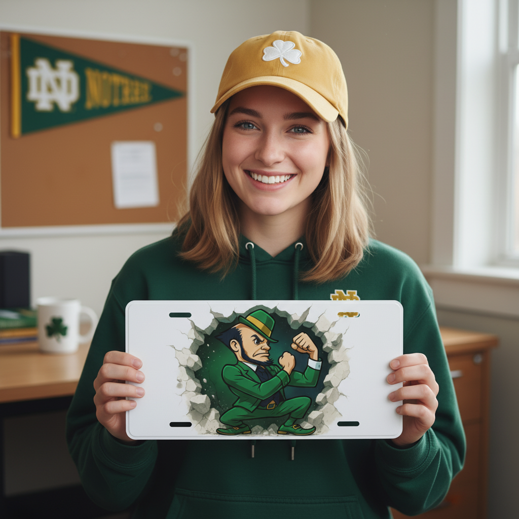 Notre Dame Fighting Irish License Plate Car Tag | Metal Front Plate for Fans