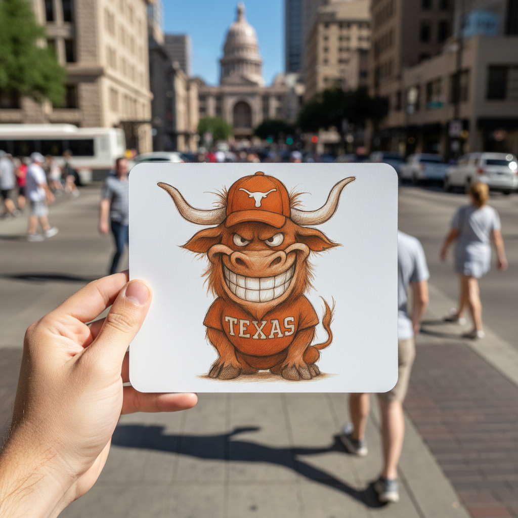 Texas Longhorns Mouse Pad 9.5"x8" Hook 'em Horns Fan Gift - Desk Accessory
