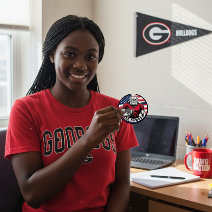 Go Dawgs Car Coasters 2-Pack • 2.75" Bulldog Football Flag Cup Holder Inserts