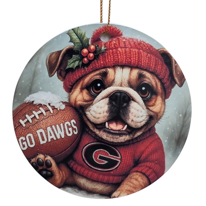 Georgia Bulldogs Christmas Ornament – 3.5" Double‑Sided Bulldog Holiday Decor