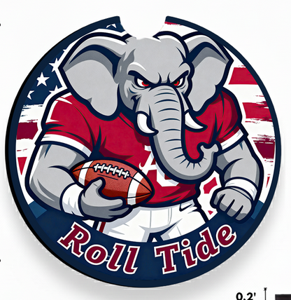 Roll Tide Car Coasters 2-Pack | 2.75" Crimson Elephant Cup Holder Inserts