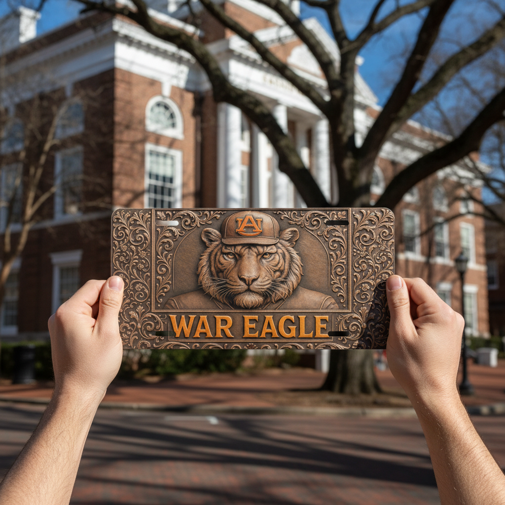 Auburn Tigers License Plate 6"x12" Flat Car Tag | War Eagle Tiger Car Tag