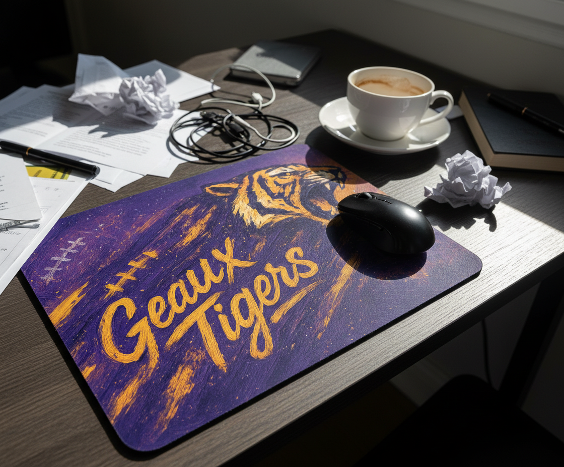 LSU Tigers Mouse Pad – Geaux Tigers Football Desk Mat 9"x7.5"