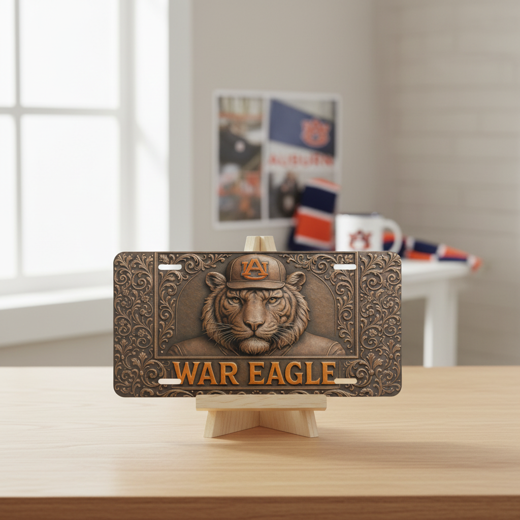 Auburn Tigers License Plate 6"x12" Flat Car Tag | War Eagle Tiger Car Tag