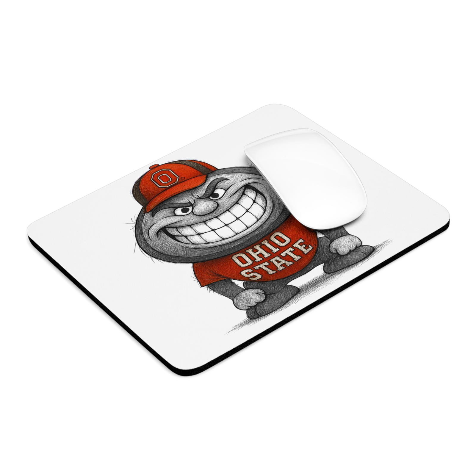 Ohio State Buckeyes Mouse Pad 9.5"x8" | Scarlet & Gray Grin Design Desk Mat