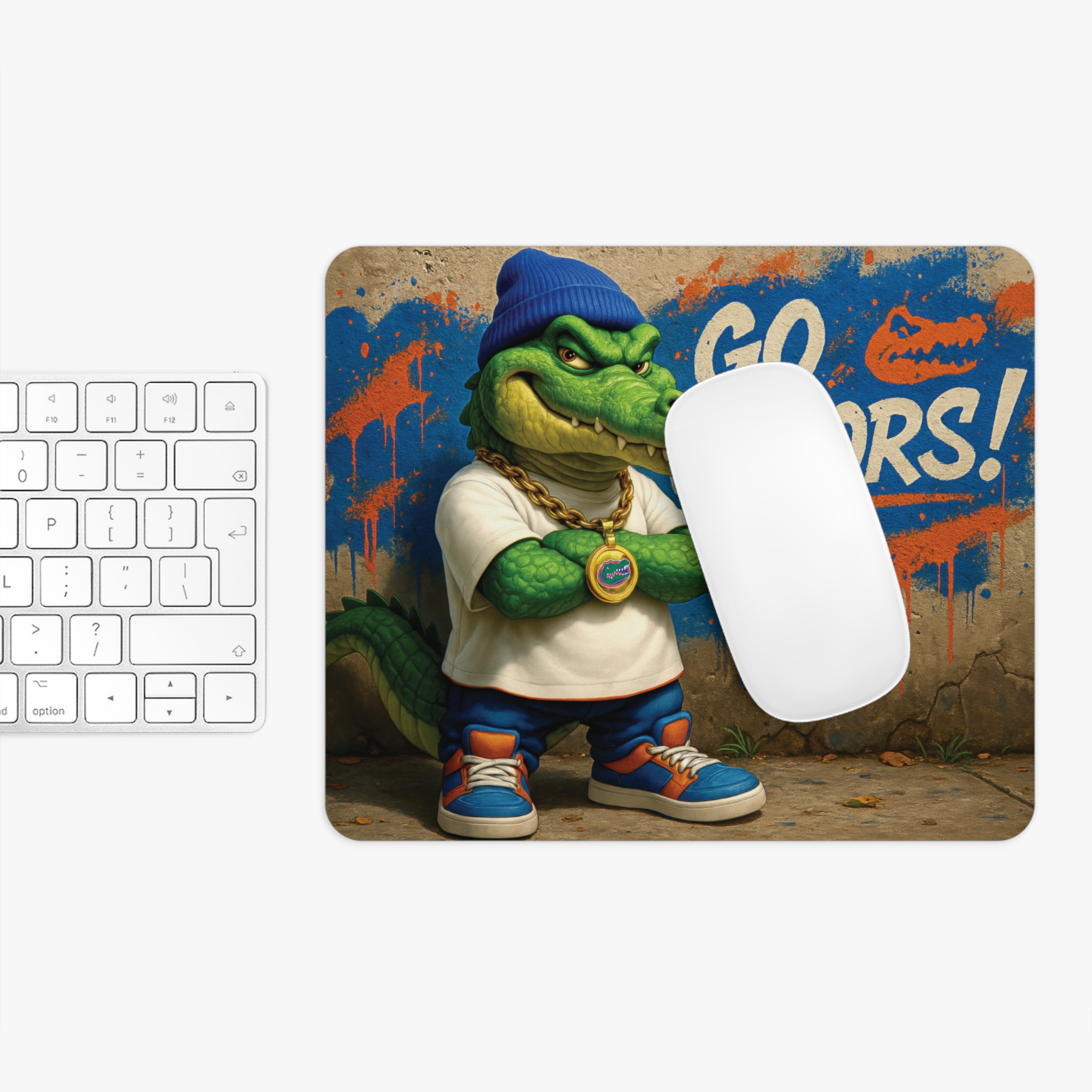 Go Gator Swag Mouse Pad - Street Style Alligator - Orange & Blue Desk Access