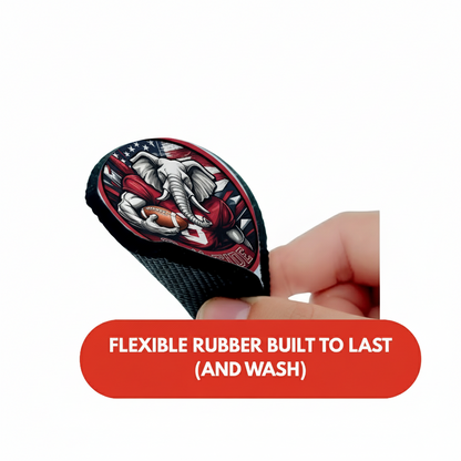 Roll Tide Car Coasters 2-Pack • 2.75" Crimson Bama Elephant • Flag Cup Inserts