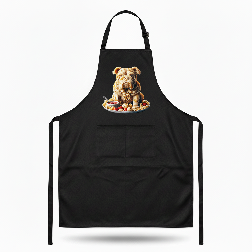 Pasta Animal Chef Apron Black Bib Adjustable Pockets Funny Kitchen Cook Gift