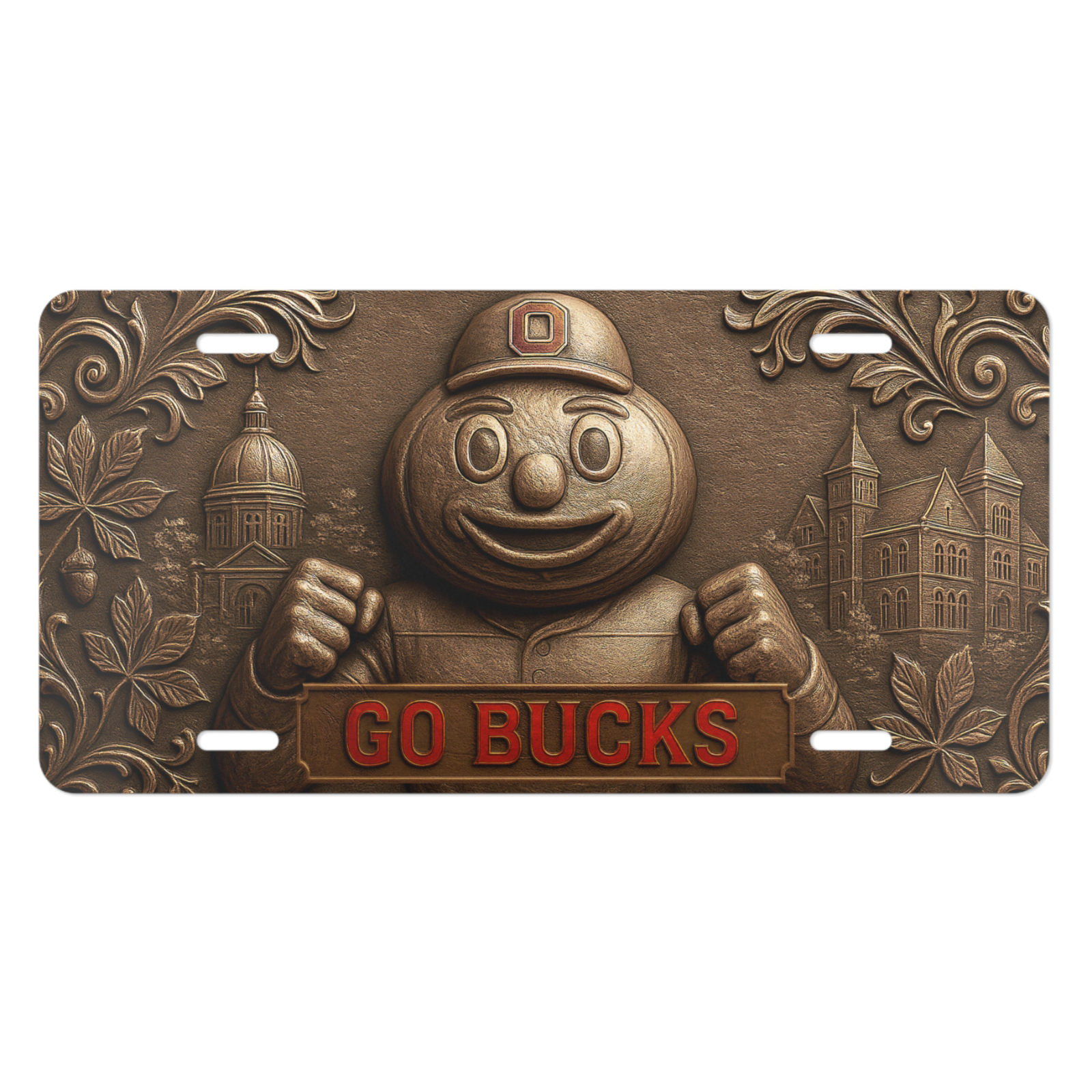 Go Buckeyes License Plate 6"x12" Car Tag | Front Plate for Fans | Not Embossed