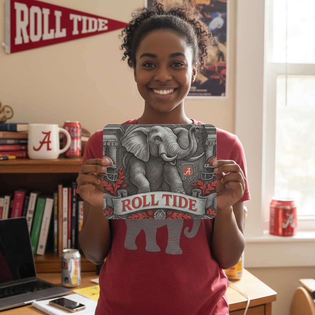 Roll Tide Mouse Pad 9.5"x8" • Crimson & Gray Desk Mat • Non-Slip Gaming Gift